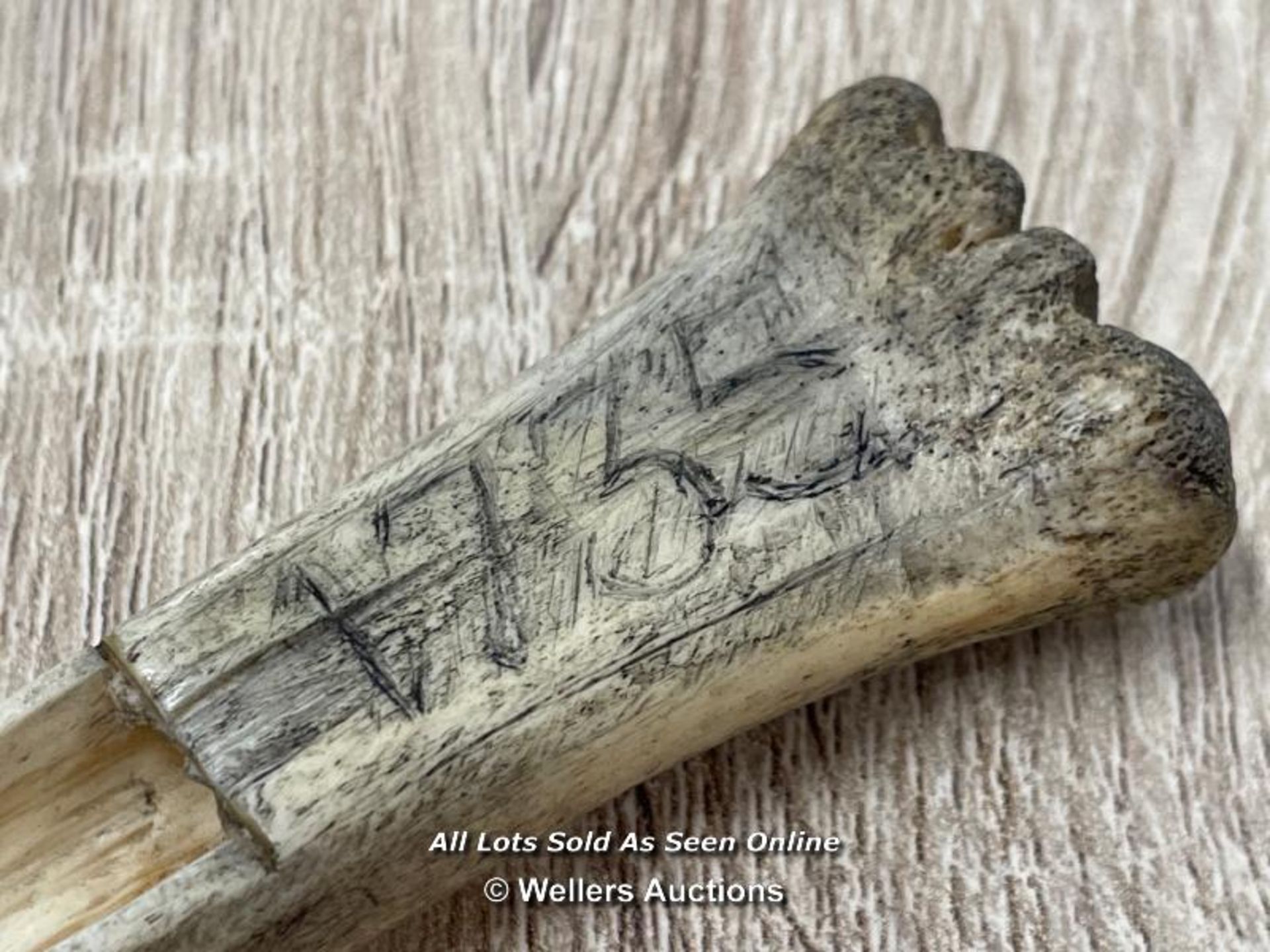 *DATED SAILORS SCRIMSHAW APPLE CORER / MARROW BONE SCOOP - Image 3 of 5