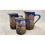 GRADUATED SET OF 3 SYLVAC JUGS, TALLEST 17.5CM