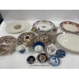 ASSORTED CHINA WARE INCLUDING PLATES, JUGS, VASES AND FLOWERS. MAKES INCLUDE AYNSLEY, ROYAL