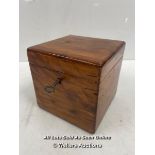 VICTORIAN TEA CADDY WITH KEY, 13 X 12.5 X 13CM