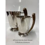 *VINTAGE PINDER BROS SILVER PLATED TANKARDS WITH BOVINE HORN HANDLES