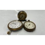 TWO POCKET WATCHES FOR SPARES OR REPAIR, TINY MANTLE CLOCK