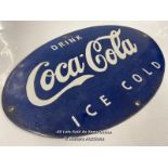 *ORIGINAL 'COCA COLA ICE COLD' ENAMEL ADVERTISING SIGN/ 40.5X28CM