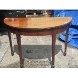 *ANTIQUE MAHOGANY DEMI LUNE - D SHAPE CONSOLE TABLE / 71CM HIGH