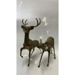 PAIR OF BRASS DEER ORNAMENTS, TALLEST 45CM