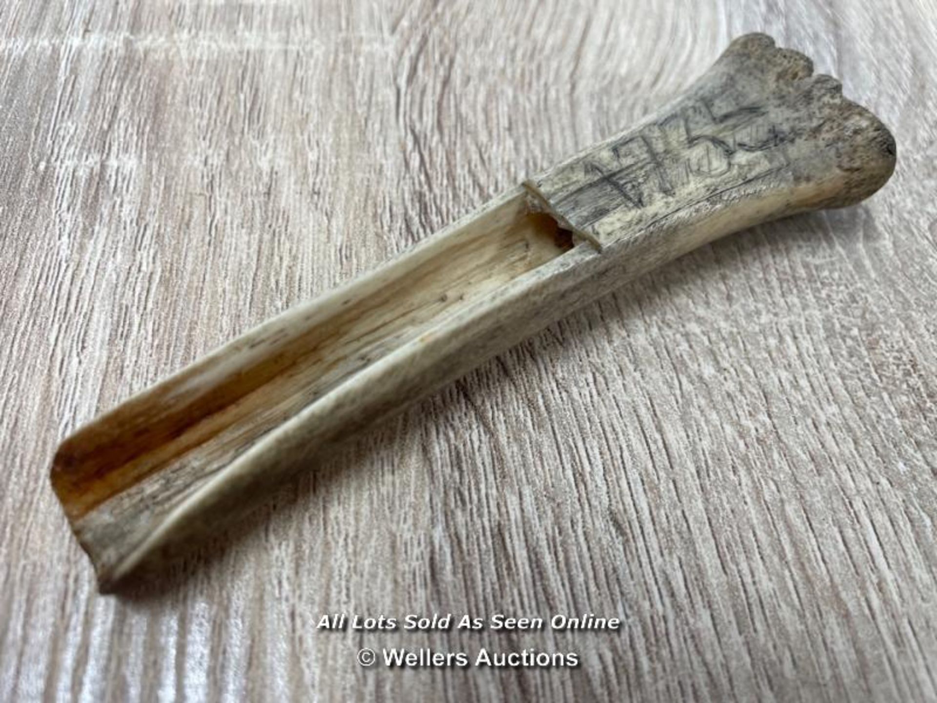 *DATED SAILORS SCRIMSHAW APPLE CORER / MARROW BONE SCOOP