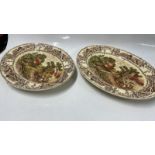 PAIR OF ROYAL STAFFORDSHIRE CLARICE CLIFF RURAL SCENES OVAL MEAT PLATTERS