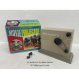 VINTAGE WM CHILDRENS 8MM MOVIE PROJECTOR, MISSING BATTERY COVER WITH ORIGINAL BOX