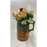 CERAMIC JUG WITH BUNCH OF ROSES MODELLED FROM SHELLS