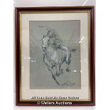 FRAMED & GLAZED HORSE AND JOCKEY PRINT, 46 X 58CM