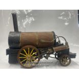 LARGE HEAVY VINTAGE MODEL ELECTRIC STEAM ENGINE MADE FROM CAST IRON, BRASS AND WOOD. REPORTED TO
