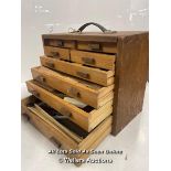 VINTAGE LOCKABLE EIGHT DRAWER TOOL CHEST FULL OF SMALL CARPENTRY AND ENGINEERING TOOLS. 39.5 X 31