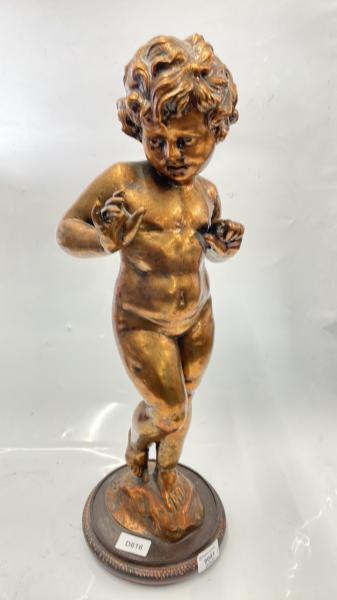 LARGE COPPER COLOURED MODEL OF A CHERUB, 58CM