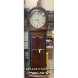 IRISH MAHOGANY 8 DAY LONGCASE CLOCK, WHITE ENAMEL DIAL SIGNED E SMITH DUBLIN, ROMAN NUMERALS, 2