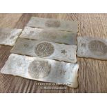 *8 ANTIQUE CHINESE MOTHER OF PEARL GAMING COUNTERS INITALED GAMBLING TOKENS