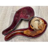 *AUSTRIAN EAGLE CLAW MEERSCHAUM PIPE - AMBER MOUTHPIPE - ORIGINAL CASE