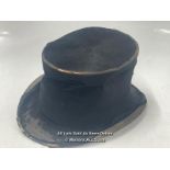 ANTIQUE HENRY HEATH TOP HAT. 15.5 X 19.5CM HEAD SIZE. IN NEED OF RESTORATION