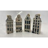 FOUR KLM BOLS BOTTLES BODELLED AS HOUSES