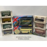9X ASSORTED DIE CAST BUSES AND TRUCK INCLUDING CORGI, SOLIDO AND EFE