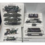 FOUR BACHMAN HAWTHORNE VILLAGE CHRISTMAS THEMED MODEL TRAINSINCLUDING THOMAS KINKADE'S LOCOMOTIVE