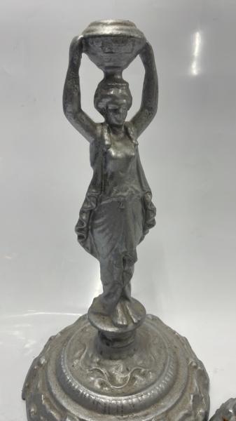 PAIR OF SILVER-PAINTED FIGURAL CANDLESTICKS - Image 3 of 3