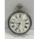 A SILVER CASED POCKET WATCH BY PAUL THAKWELL OF ROSS NO.6648. 4.5CM DIAMETER, 123.3G