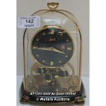SCHATZ, MECHANICAL CARRIAGE CLOCK, BLACK AND GOLD EFFECT FINISH WITH PAINTED FLOWERS,IN NEED OF