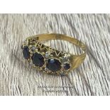 *ANTIQUE VICTORIAN HALLMARKED 1852 SOLID 15CT GOLD GARNET SEED PEARL RING SIZE K