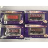 FOUR BOXED DAPOL 00 SCALE MODEL TRAIN HOPPERS
