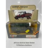TWO BOXED DIE CAST CARS INCLUDING CORGI CLASSICS 1929 THORNYCROFT VAN AND MATCHBOX 1918 CROSSLEY