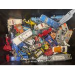 LARGE QUANTITY OF PLAY WORN DIE CAST VEHICLES INCLUDING CORGI, MATCHBOX AND DINKY
