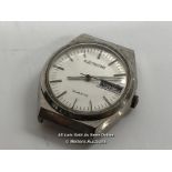 ELECTROTIME WATCH FACE, QUARTZ MOVEMENT, SILVER BATON DAY-DATE DIAL, BASE METAL CHROMED CASE, NO