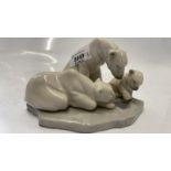 LLADRO GROUP OF THREE POLAR BEARS BY AN ICE HOLE