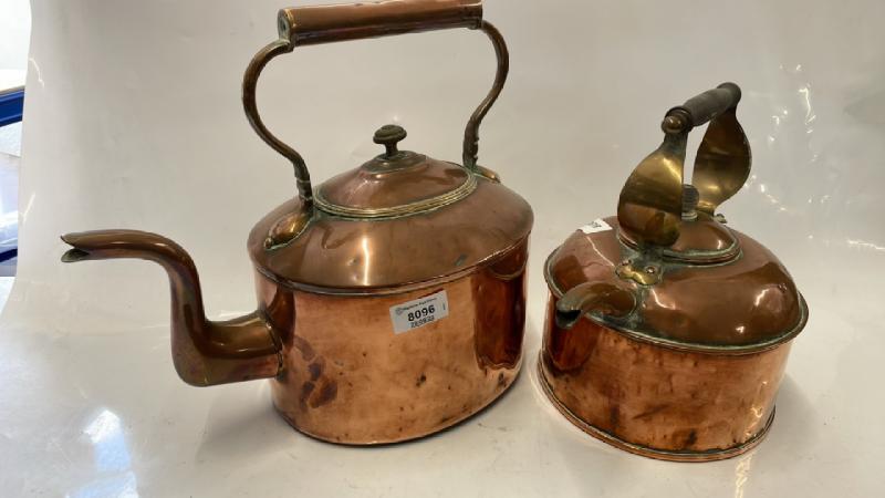 TWO VICTORIAN COPPER KETTLES