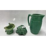 SYLVAC: TORTOISE MONEY BOX, 5101; TOP HAT POT 1481; JUG, 1435