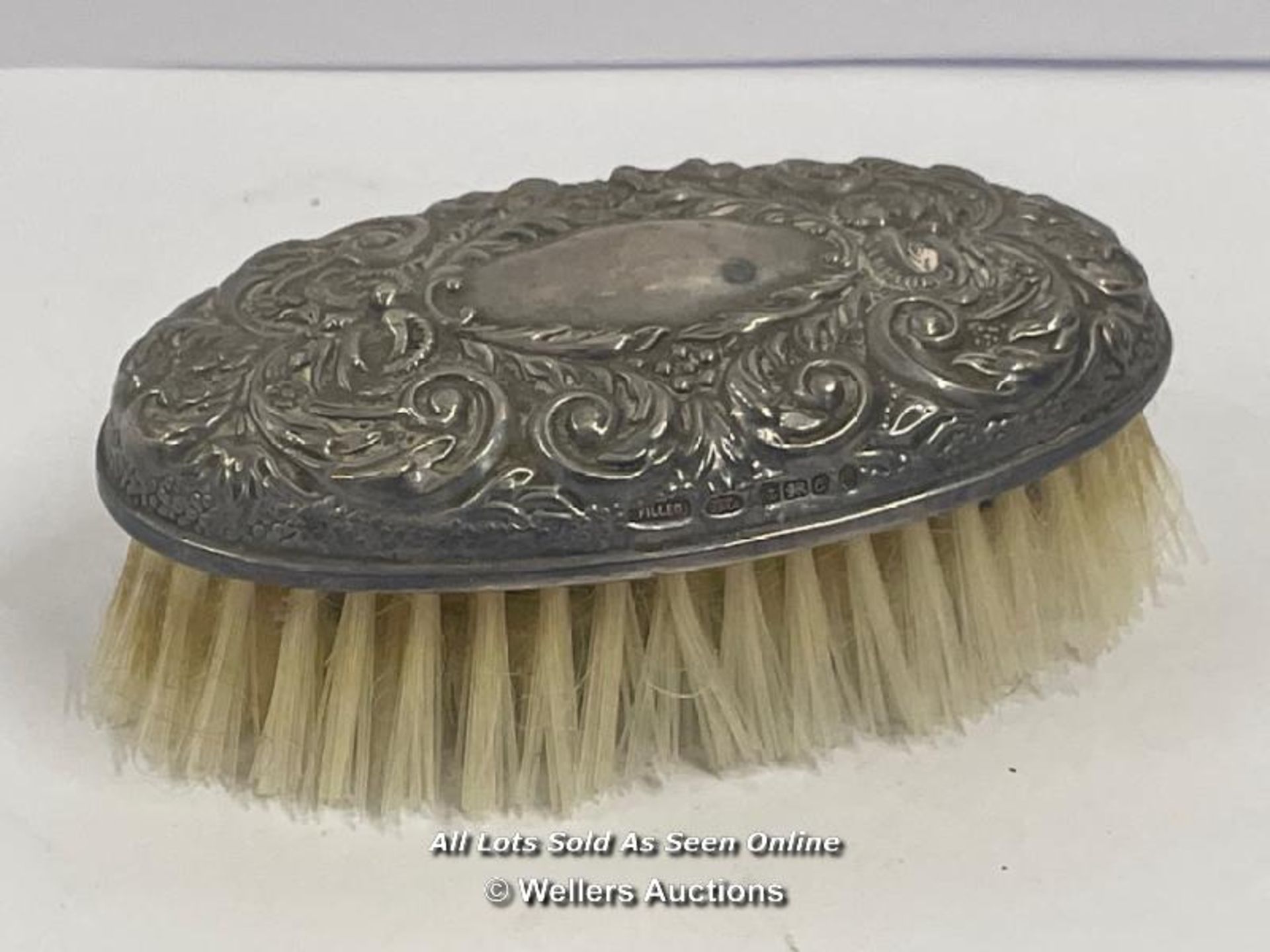 ASSORTED SILVER ITEMS INCLUDING DISHES, BRUSH, SPOONS AND PIN CUSHION AND 12K GOLD HAIR PIN (10) - Image 6 of 17