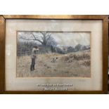 AURTHER BURDETT FROST (1851 - 1928 ) ' QUIL - A COVEY RISE' CHROMOLITHOGRAPH. 49 X 30CM SIGNED