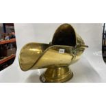 BRASS HELMET COAL SCUTTLE