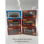 SIX ASSORTED BOXED 00 SCALE AIRFIX MODEL TANKERS, HOPPERS AND WAGONS INCLUDING SHELL PETROL TANKER