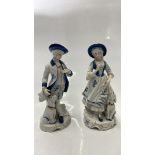 PAIR OF LEONARDO COLLECTION BLUE AND WHITE FIGURINES