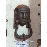 EARLY 19TH CENTURY EGYPTIAN STYLE CAST IRON KNOCKER - 6.5" L