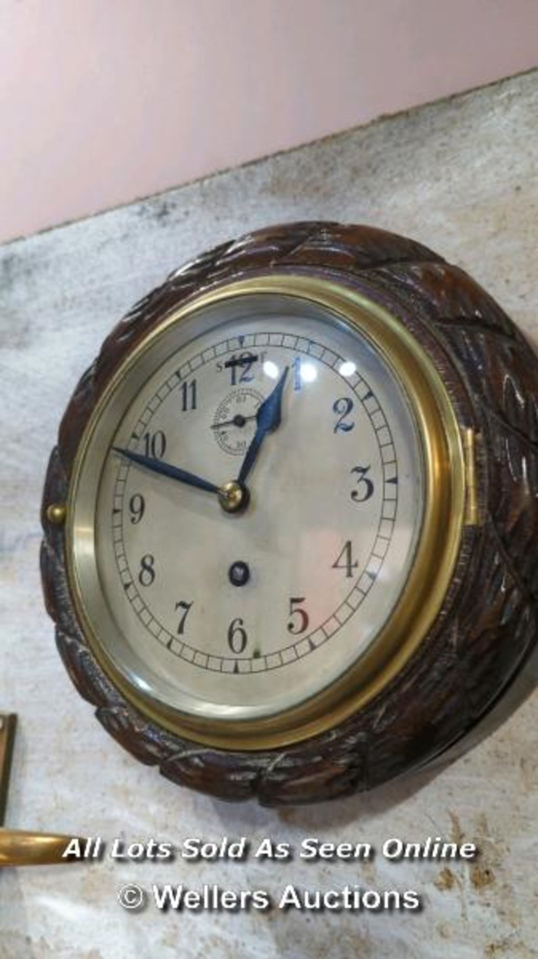 SHIPS CLOCK AND BAROMETER IN CARVED OAK CASES - Image 2 of 3