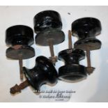 FIVE BLACK CHINA CENTRE KNOBS