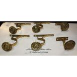 THREE SETS OF PERIOD BRASS CURTAIN POLE SUPPORTS