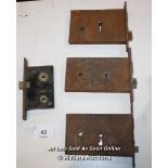 SET OF THREE GEORGIAN MORTICE LOCKS AND ONE LATER