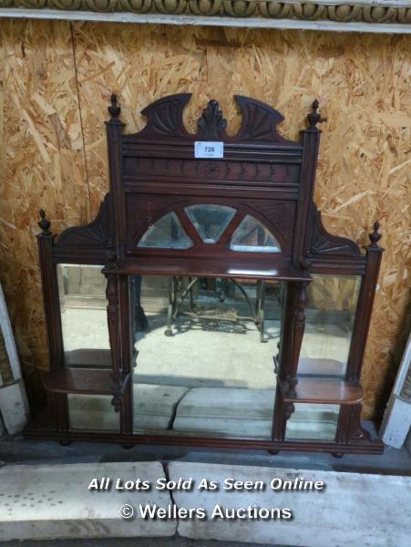 EDWARDIAN OVER MANTLE MIRROR - 37" H X 33" W