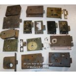 SELECTION OF POST BOX LOCKS AND OTHER BRASS AND STEEL RIM LOCKS