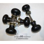 THREE MATCHING PAIRS OF PERIOD EBONY DOOR HANDLES