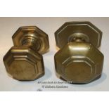 TWO PERIOD BRASS CENTRE KNOBS