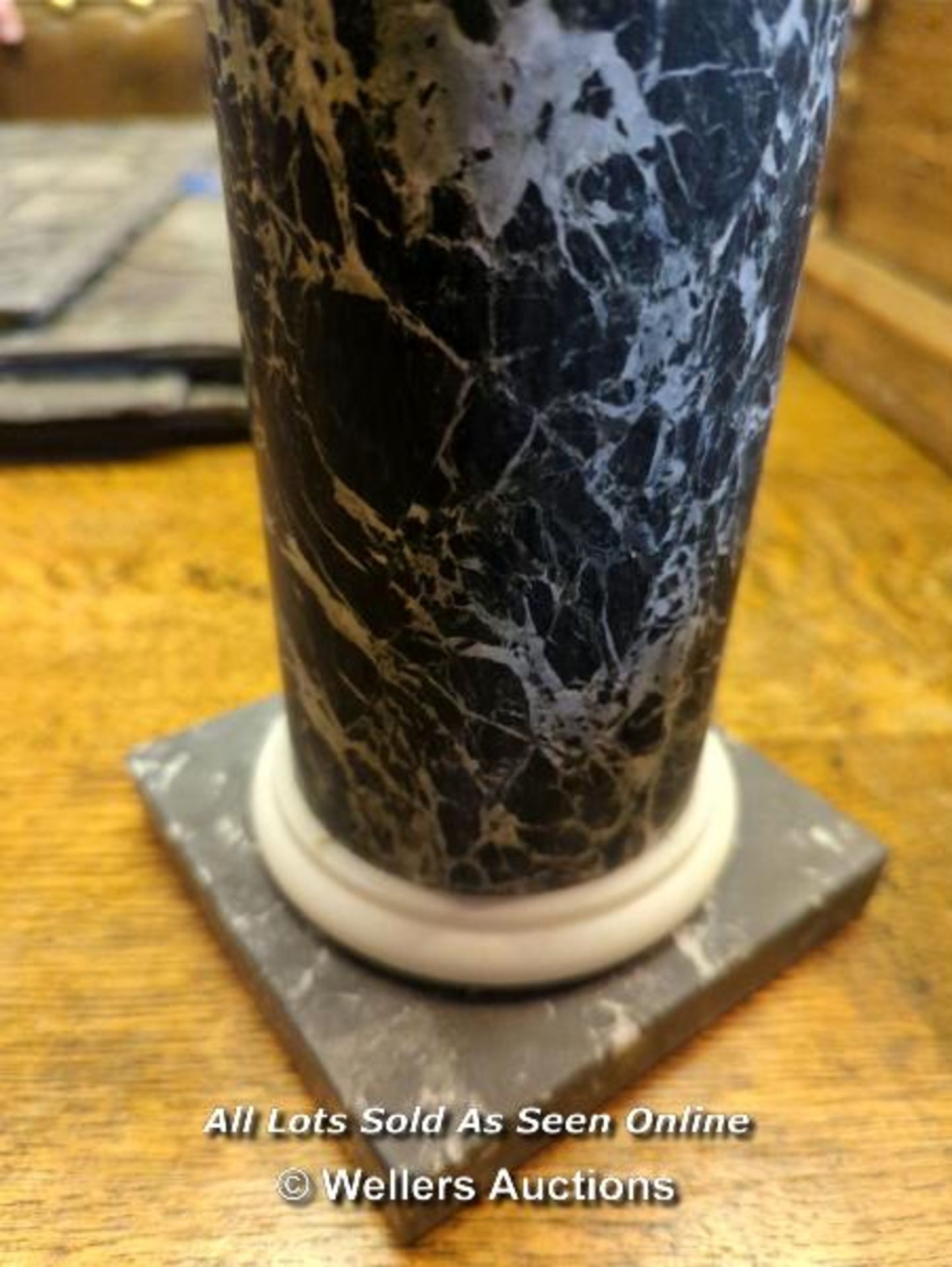 MARBLE AND BRASS CANDLE STICK - 20" H - Image 3 of 3